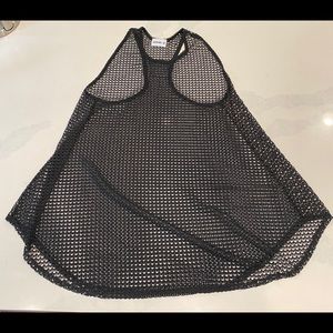 Swimsuit Coverup Black Mesh Minidress